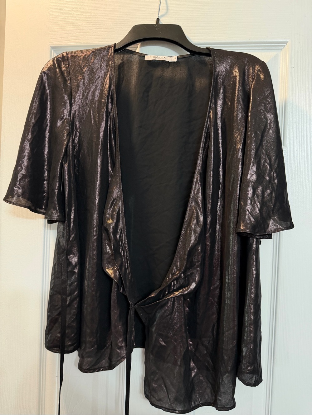Metallic red brown wrap top 90s